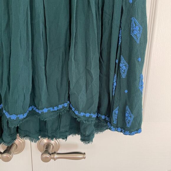 Free People Diamond Embroidered Bell Sleeve Top in Dark Green - Picture 7 of 10